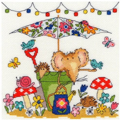 Набор для вышивания Garden Mouse (Мышка в саду) 18 x 18 см Bothy Threads XSW8 набор для вышивания all fall down упала 24 x 18 см bothy threads xnm1