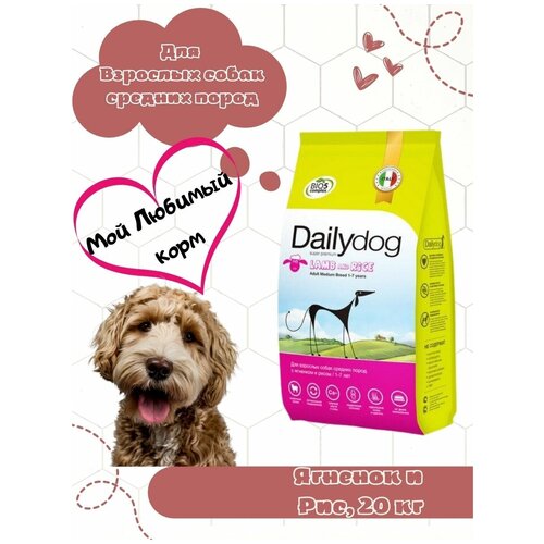 Корм сухой Dailydog для взрослых собак средних пород со вкусом ягненка и риса 3 кг