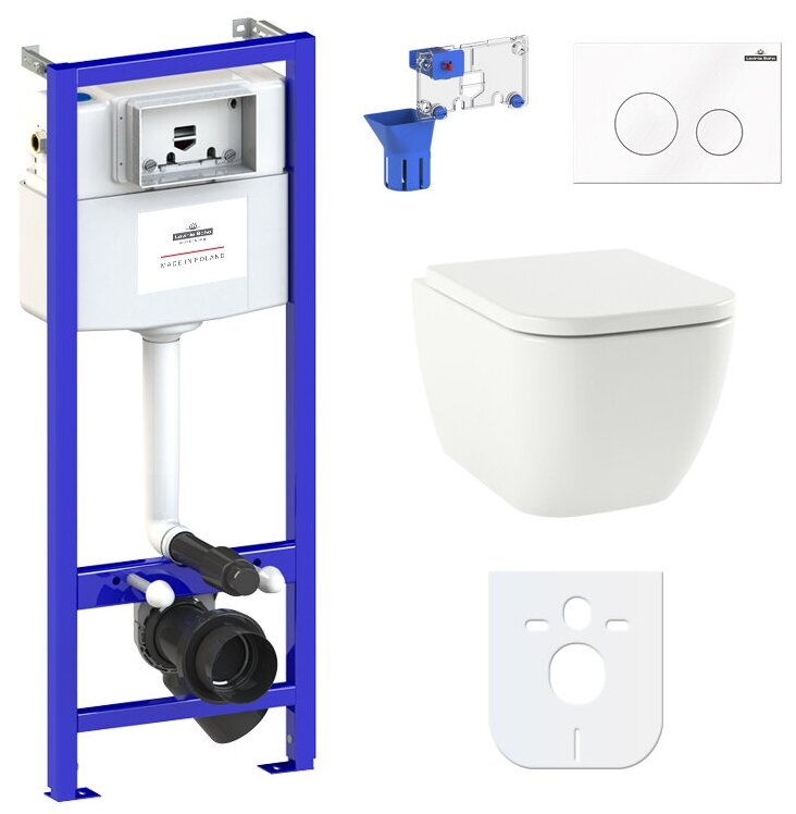 Комплект 7 в 1 Lavinia Boho One 87040053, унитаз, сиденье микролифт, инсталляция, клавиша смыва, шумоизоляция, диспенсер