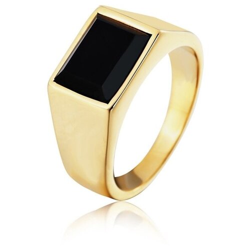 Перстень золотистый с агатом R304, Размер 20