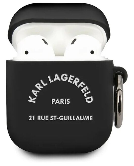 Lagerfeld для Airpods чехол Silicone case with ring RSG logo Black