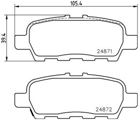 Дисковые тормозные колодки задние Mintex MDB3026 для Infiniti, Nissan, Suzuki (4 шт.)