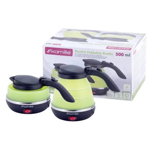 Чайник электрический 05 литра KM-1723 Kamille силиконовый складной дорожный туристический зелёный с чёрным 139900₽