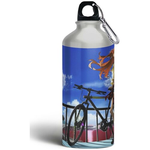 Бутылка спортивная/туристическая фляга аниме евангелион evangelion (аска, рэй, сидзи) - 5879