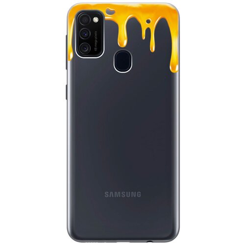 фото Силиконовый чехол на samsung galaxy m21 / m30s / самсунг м21 с 3d принтом "honey" прозрачный gosso
