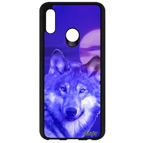 фото Противоударный чехол на смартфон // huawei p smart 2019 // "дикий волк" стиль зверь, utaupia, фиолетовый