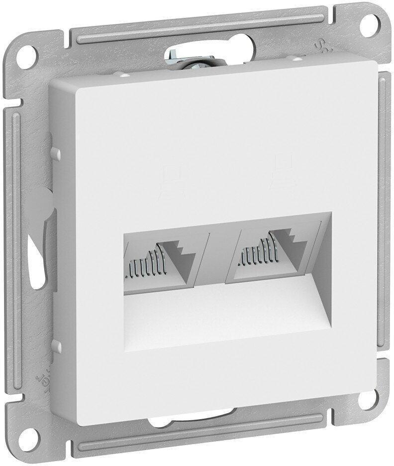 Systeme Electric AtlasDesign белый розетка двойная компьютерная RJ45+RJ45, кат.5E, механизм ATN000185 (20 шт.)