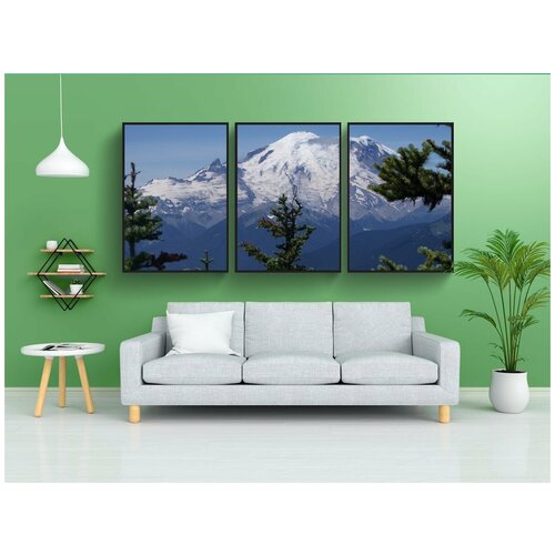 фото Набор модулных постеров для интерьера "снег, гора, природа" 60x90 см. в тубусе, без рамки lotsprints