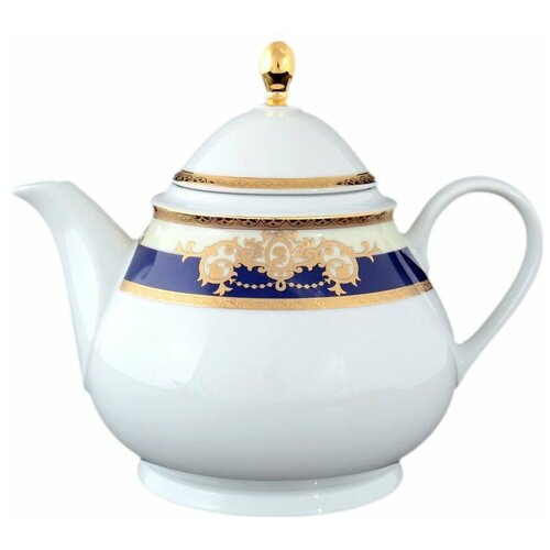 фото Заварочный чайник 1,2 л thun "яна /синяя полоса с золотым вензелем" / 056387 thun1794