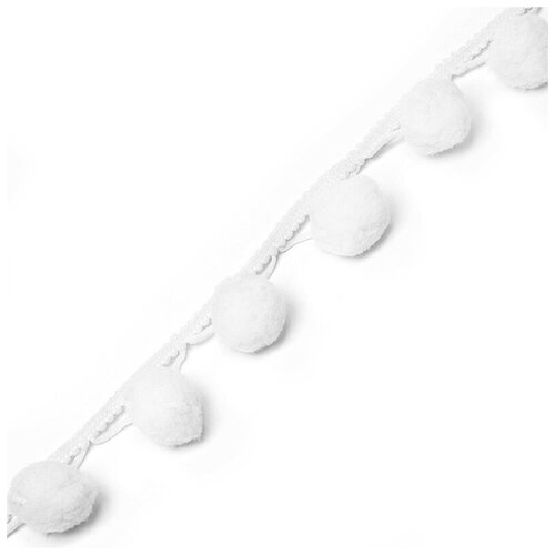 Бахрома с помпонами арт.0384-0465 цв.6341 белый ш.38мм уп.10м