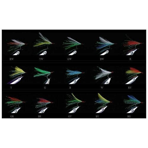 фото Gt-bio, крючки с оперением stream feather hooks gt-sv1bf, №2, yellow/white, 5шт.