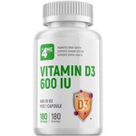 Витамин D 4Me Nutrition Vitamin D3 600 IU 180 капсул, нейтральный - изображение