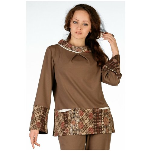 Блуза  Setty'S Collection, повседневный стиль, свободный силуэт, однотонная, размер 50, коричневый