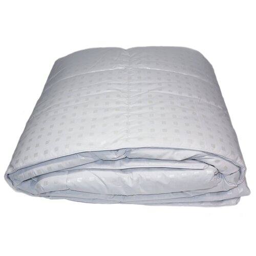 Одеяло 100% пуховое щппф 140х205 см 1,5 спальное , цвет: белое с белыми квадратами.