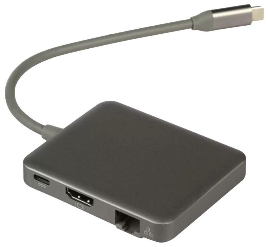 Док-станция Dock 1 Hub Qumo CH (HB-0002) Type-C PD HDMI 2 USB 3.0 Space grey