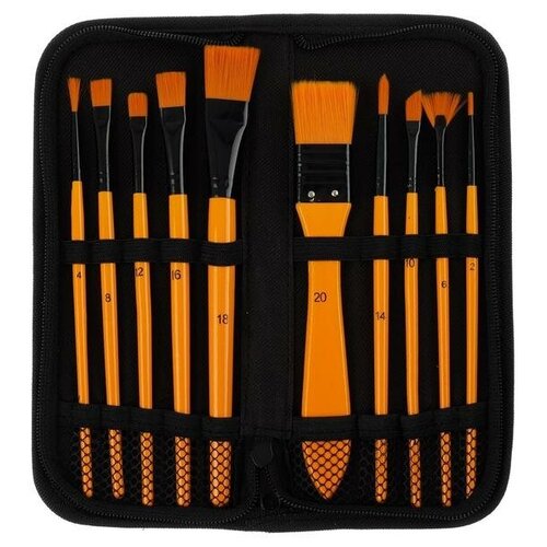 фото Набор кистей, нейлон, 10 штук, в пенале, на молнии mikimarket