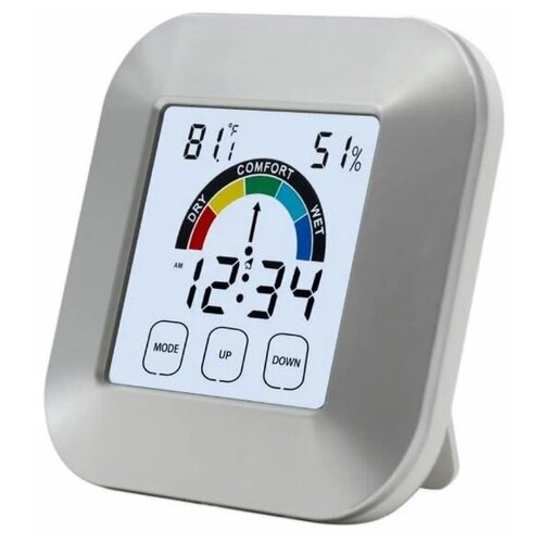 фото Термометр-гигрометр с часами цифровой электронный комнатный newclassic