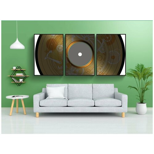 фото Набор модулных постеров для интерьера "диск, золото, металл" 60x90 см. в тубусе, без рамки lotsprints