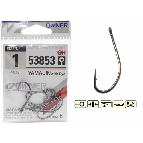 крючок рыболовный owner pint hook 8 blue уп 11шт Крючок рыболовный OWNER YAMAJIN w/EYE № 6 BC (уп.11шт)