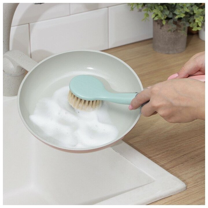 Щётка для посуды круглая Доляна, 23×6×3 см, цвет микс - фотография № 2