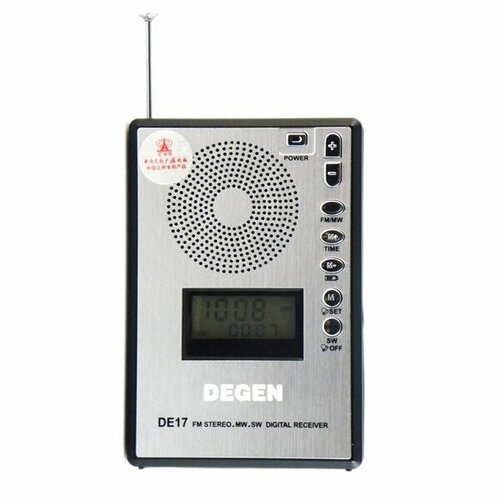 Портативный Цифровой Всеволновый Мини Радиоприемник Degen DE17 Диапазоны FM MW SW DSP-процессор Питание от Сети и Батареек 2AA 337000₽