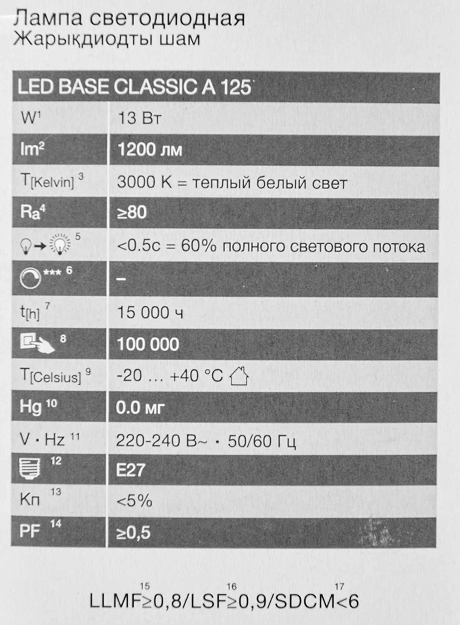 Лампа светодиодная Osram А60 E27 220-240 В 13 Вт груша матовая 1200 лм, теплый белый свет - фото №3