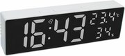 Классные настольно/настенные часы с календарём, будильником, термометром, гигрометром - DX-001 с белыми цифрами в белом корпусе (без адаптера питания)