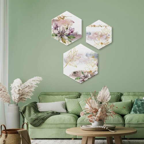Модульная картина для интерьера на стену шестиугольная MAGNOLIA CANVAS
