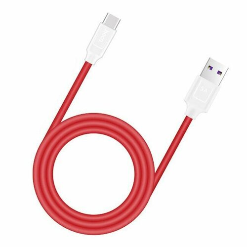 КабельType-C Hoco Х11 Rapid Charging Cable 5А, красный с белым кабель для iphone hoco u40a magnetic adsorption lightning charging cable 1м серый со съемным разъемом