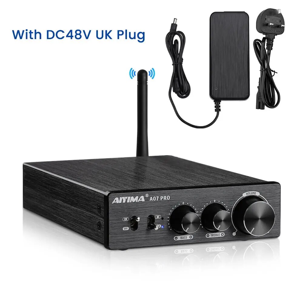 AIYIMA A07 PRO Беспроводной стереоусилитель, With DC48V UK Plug