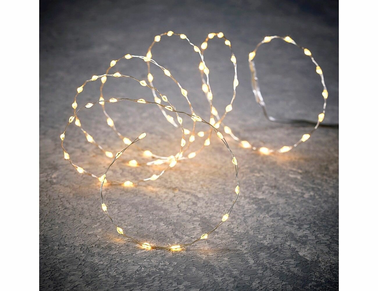 Гирлянда 90 тёплых белых мини LED-огней 144 см таймер серебряная проволока батарейки Edelman