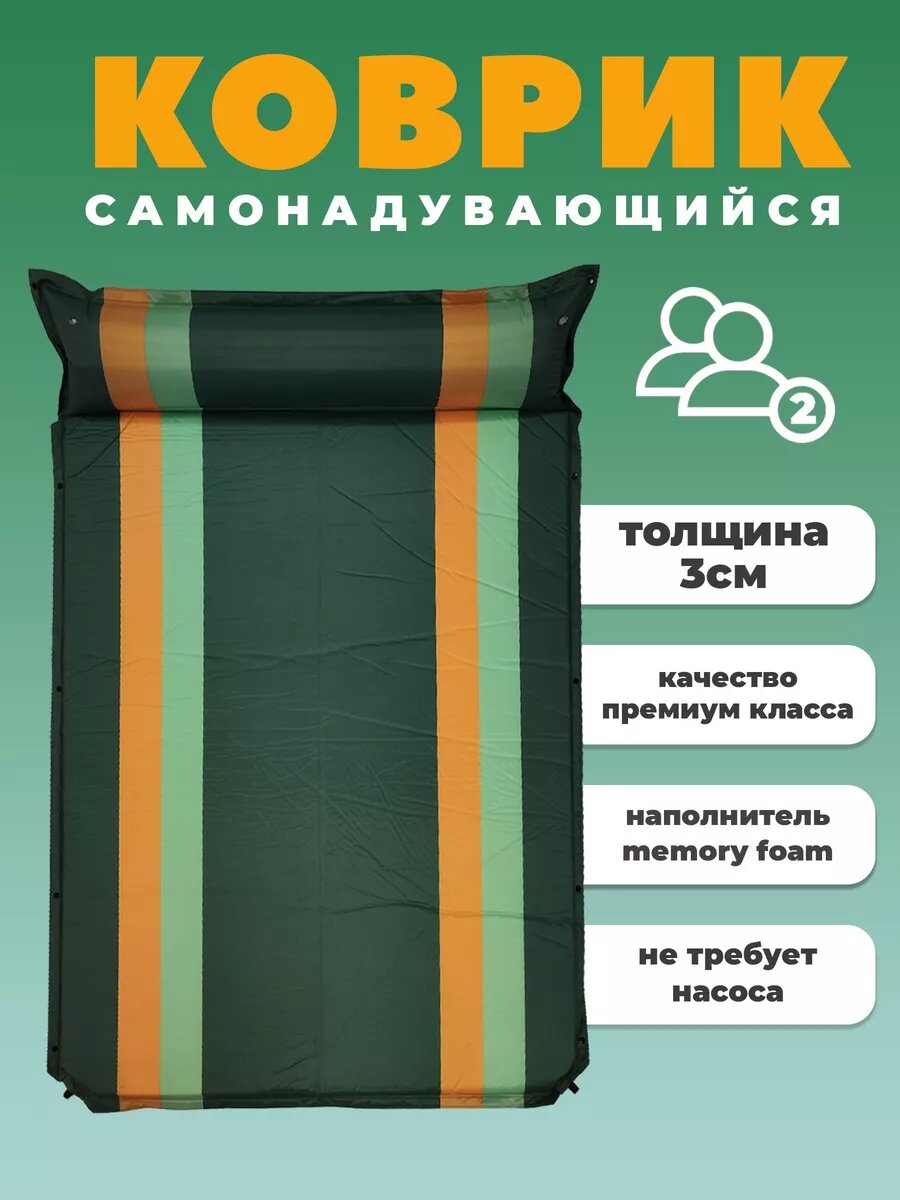 Матрас коврик для кемпинга самонадувающийся двухместный — фото 1