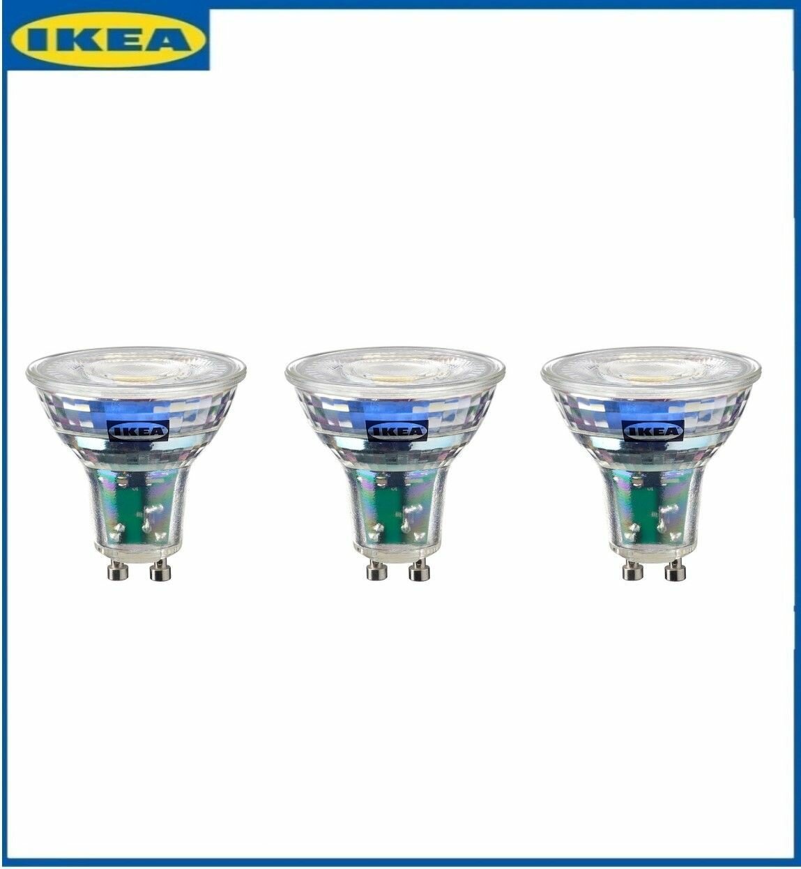 Светодиодная лампочка IKEA SOLHETTA GU10 345 лм 4000 Кельвин. 3 шт. Икеа солхетта