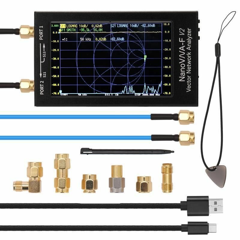 NanoVNA-FV 2 Векторный сетевой анализатор 1МГц-6ГГц 4,3-дюймовый ВЧ УКВ UHF VGA Антенный анализатор Измерения S-параметров Напряжение SWR, фаза