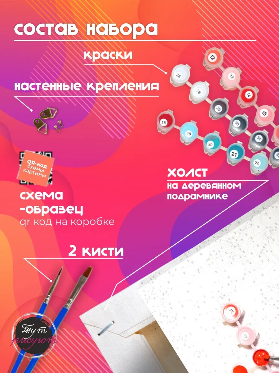 Картина по номерам Тут рисуют "Рыжий кот", 40x50 см, холст на подрамнике, 14 цветов — фото 1