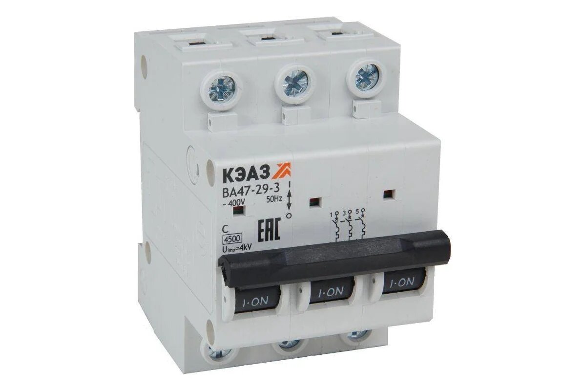 Автоматический выключатель КЭАЗ модульный ВА47-29-3C6-УХЛ3 (4.5кА) 318298