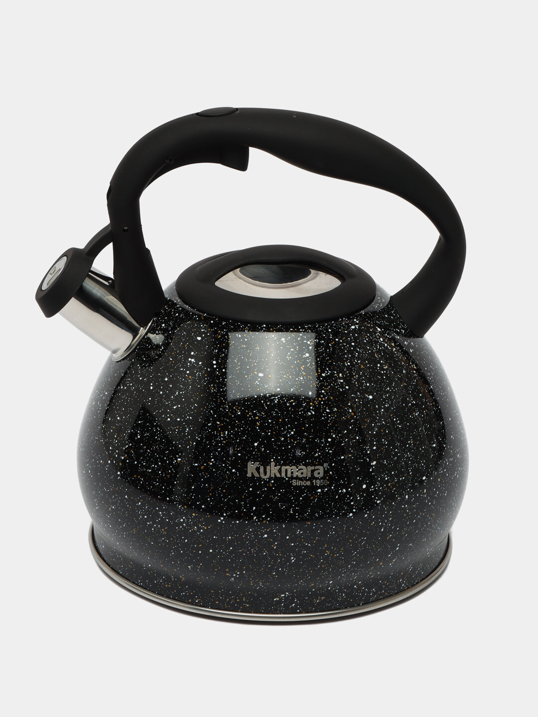 Чайник Kukmara, из нержавеющей стали, со свистком, 3.4 л, цвет - Мрамор глянцевая