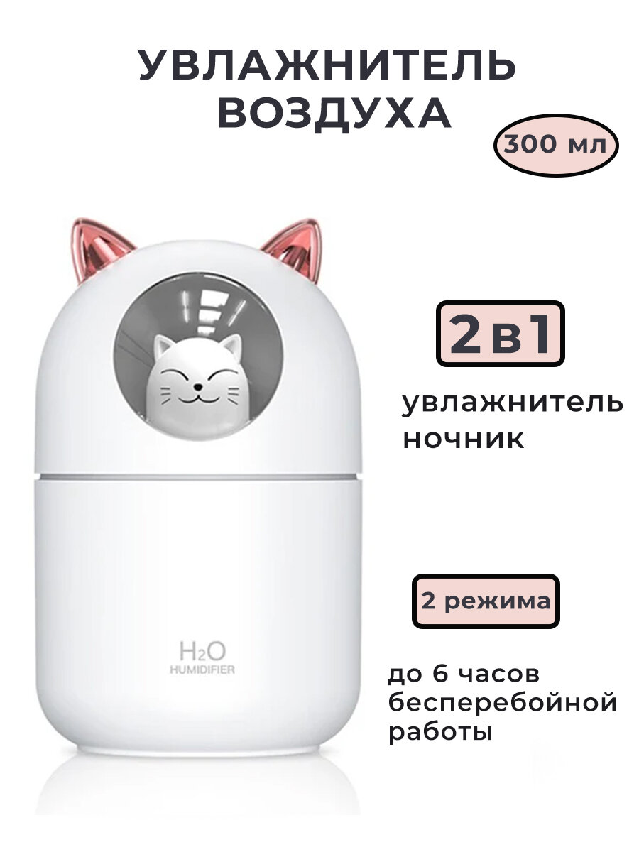 Увлажнитель воздуха котик / Ночник-увлажнитель воздуха H2O Humidifier cat