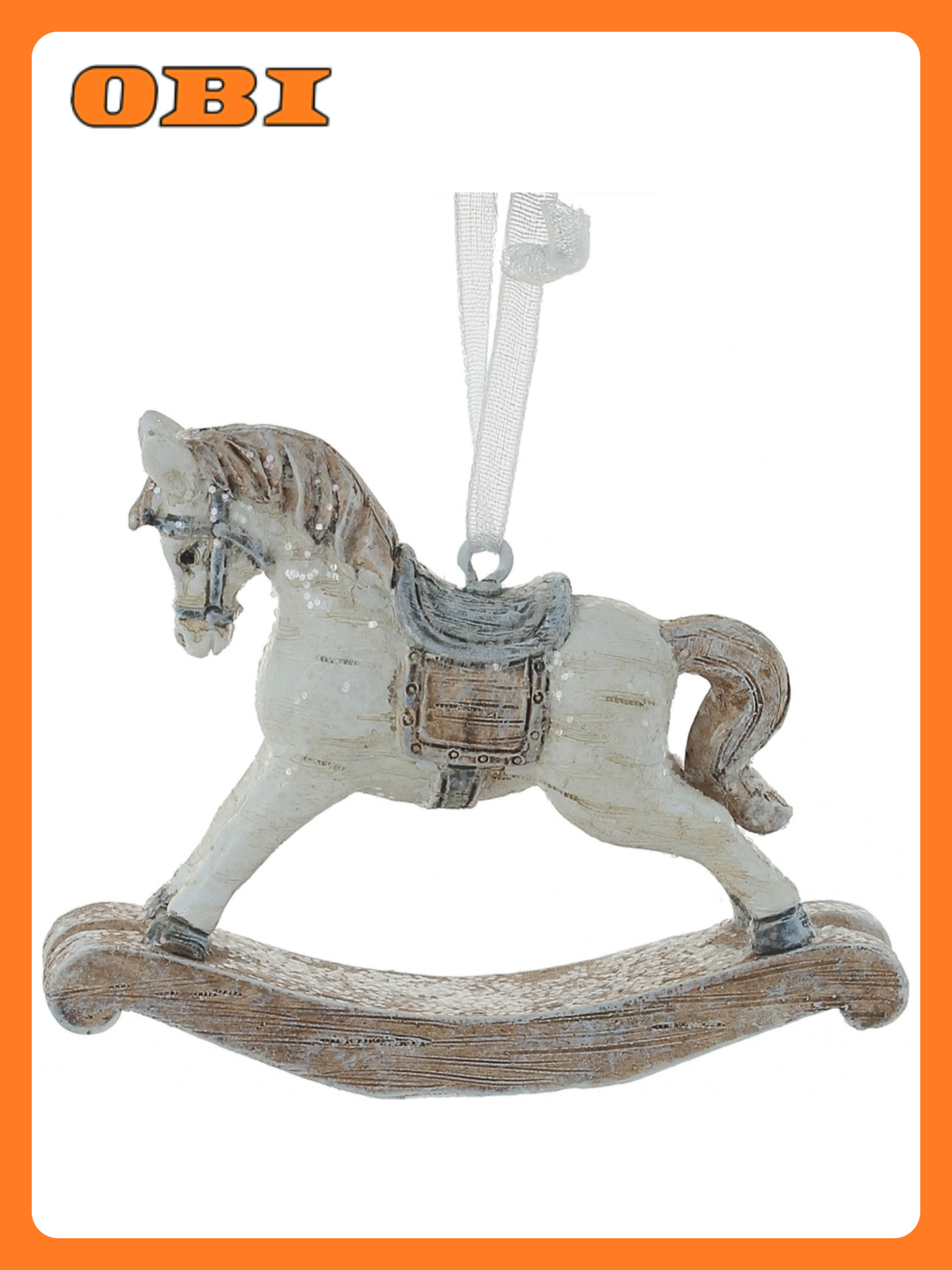 Украшение новогоднее Лошадка качалка L8 W2 H5 5 см бежевый