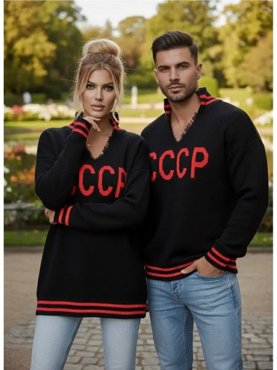 Свитер JoveMod, размер onesize, , черный, красный — фото 1