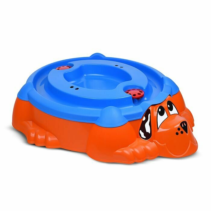Песочница Sheffilton KIDS "Собачка", с крышкой, оранжево-голубая