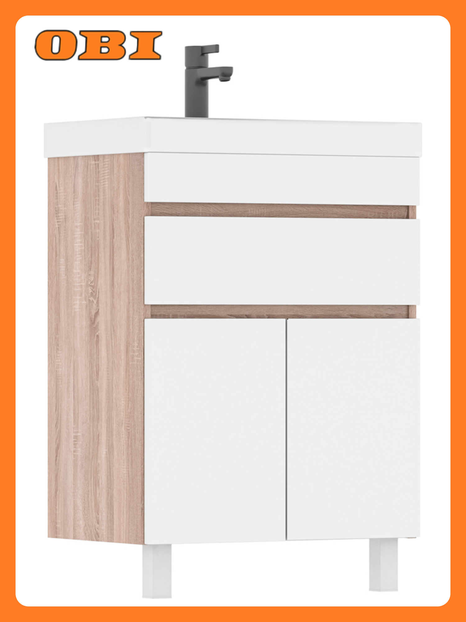 Тумба напольная под раковину VOLNA Conty 60.2D.1Y (9696) 60 см белая