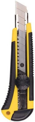 Бибер 50113 Нож строительный усиленный обрезиненный корпус 18мм + 3 запасных лезвия (24/144)