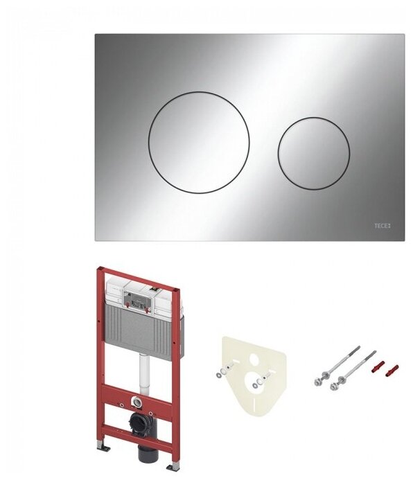 Комплект для установки подвесного унитаза: застенный модуль, пластиковая панель смыва TECEloop, хром глянцевый К447921