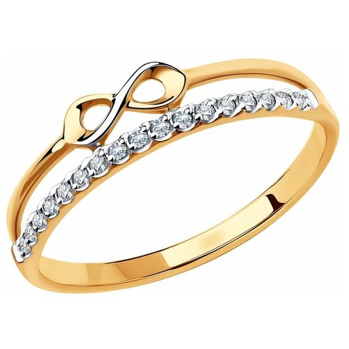 Кольцо Diamant, красное золото, 585 проба, фианит, размер 17, красный