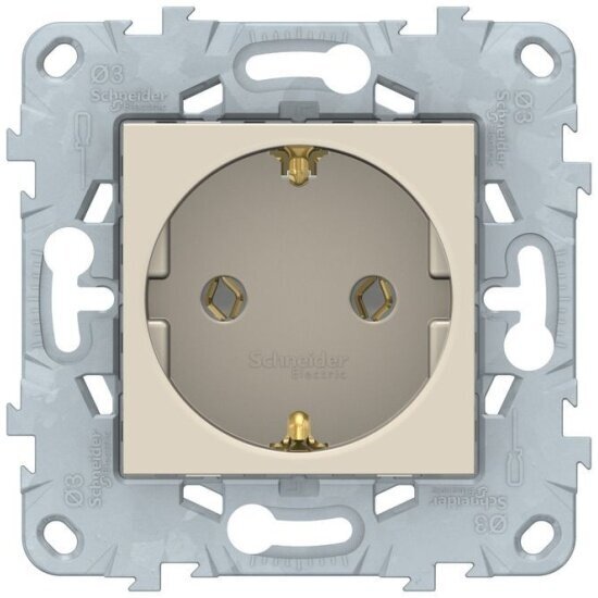 Розетка Systeme Electric (schneider Electric) SCHNEIDER ELECTRIC UNICA NEW с зазем, без штор, с быстрозаж. клеммами, 16 А, 250 В, Бежевый, NU505644