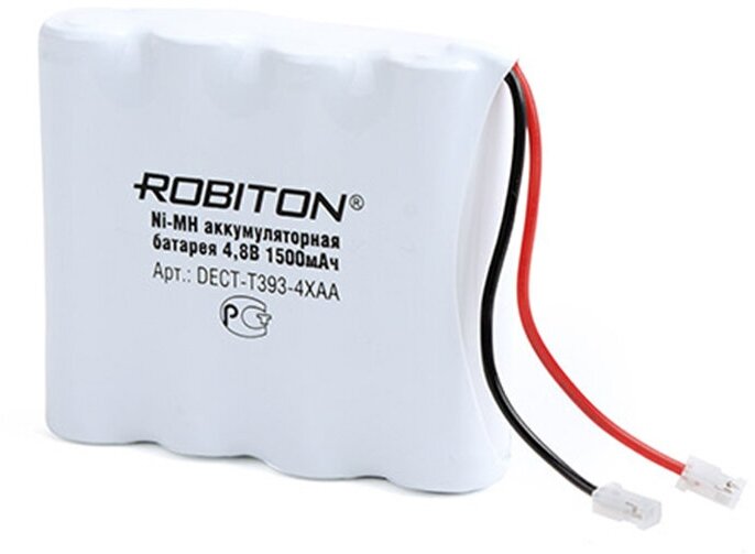 Аккумулятор Т-393 4.8 Вольт ROBITON DECT-T393-4XAA, 13783, 1500 мАч, 52х59х15 мм, никель-металлогидридный