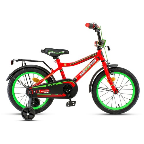 фото Детский велосипед maxxpro onix 16" красно-зелёный с боковыми колесами