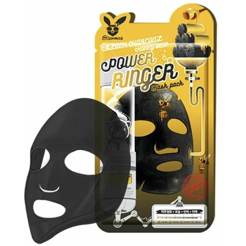 [Elizavecca] Тканевая маска для лица древесный уголь Black Charcoal Honey Deep Power Ringer Mask Pack, 1 шт