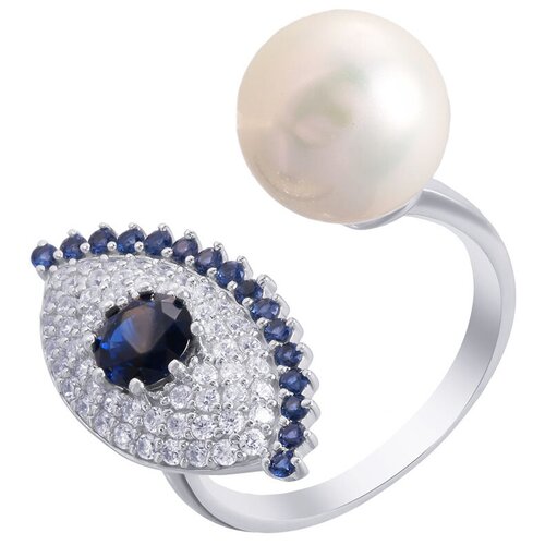 фото Element47 кольцо из серебра 925 пробы с жемчугом майорика и фианитами dl0075r-wm-001-wg, размер 18.25